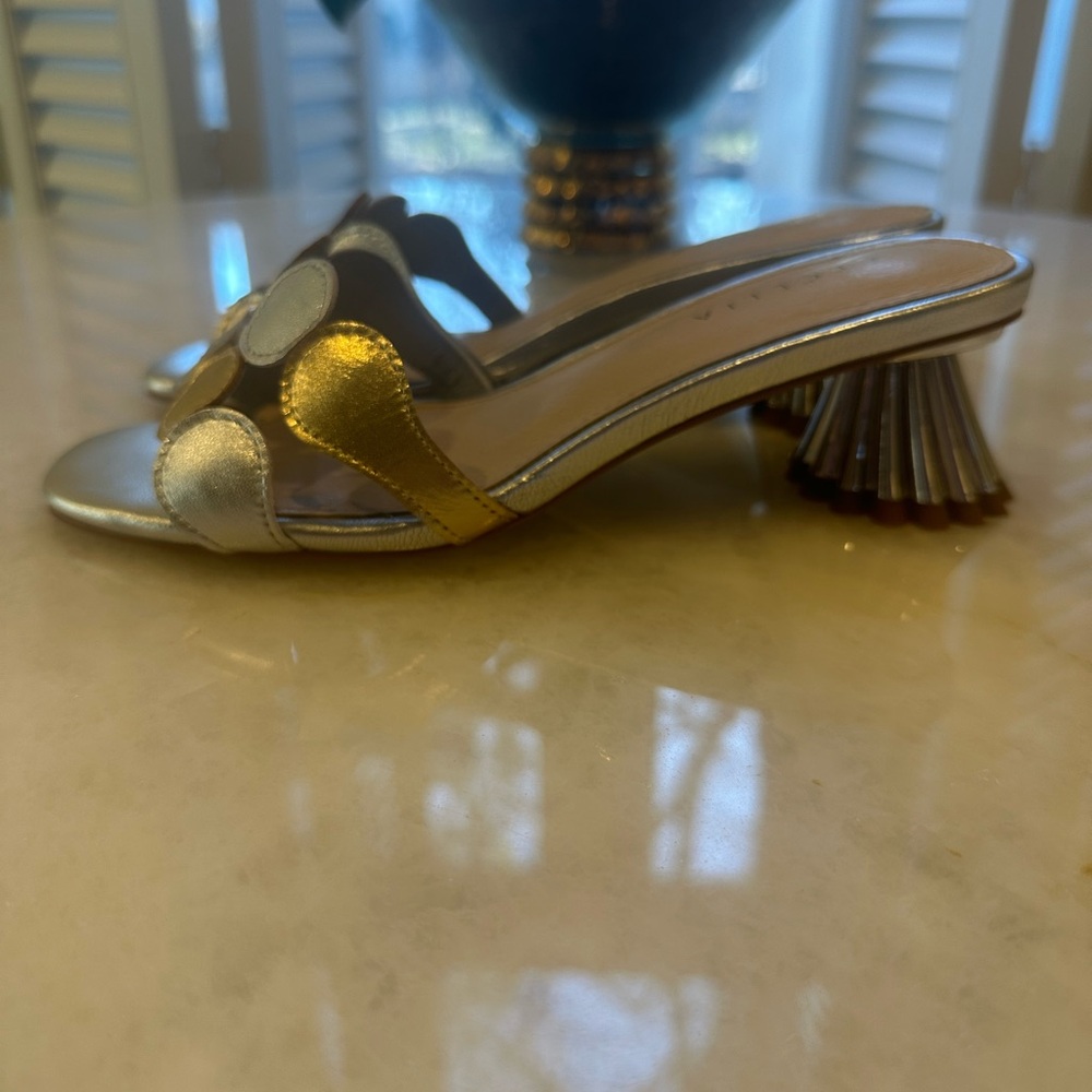 CECELIA NEW YORK Gold and Silver Slide Heels - Picture 2 of 4